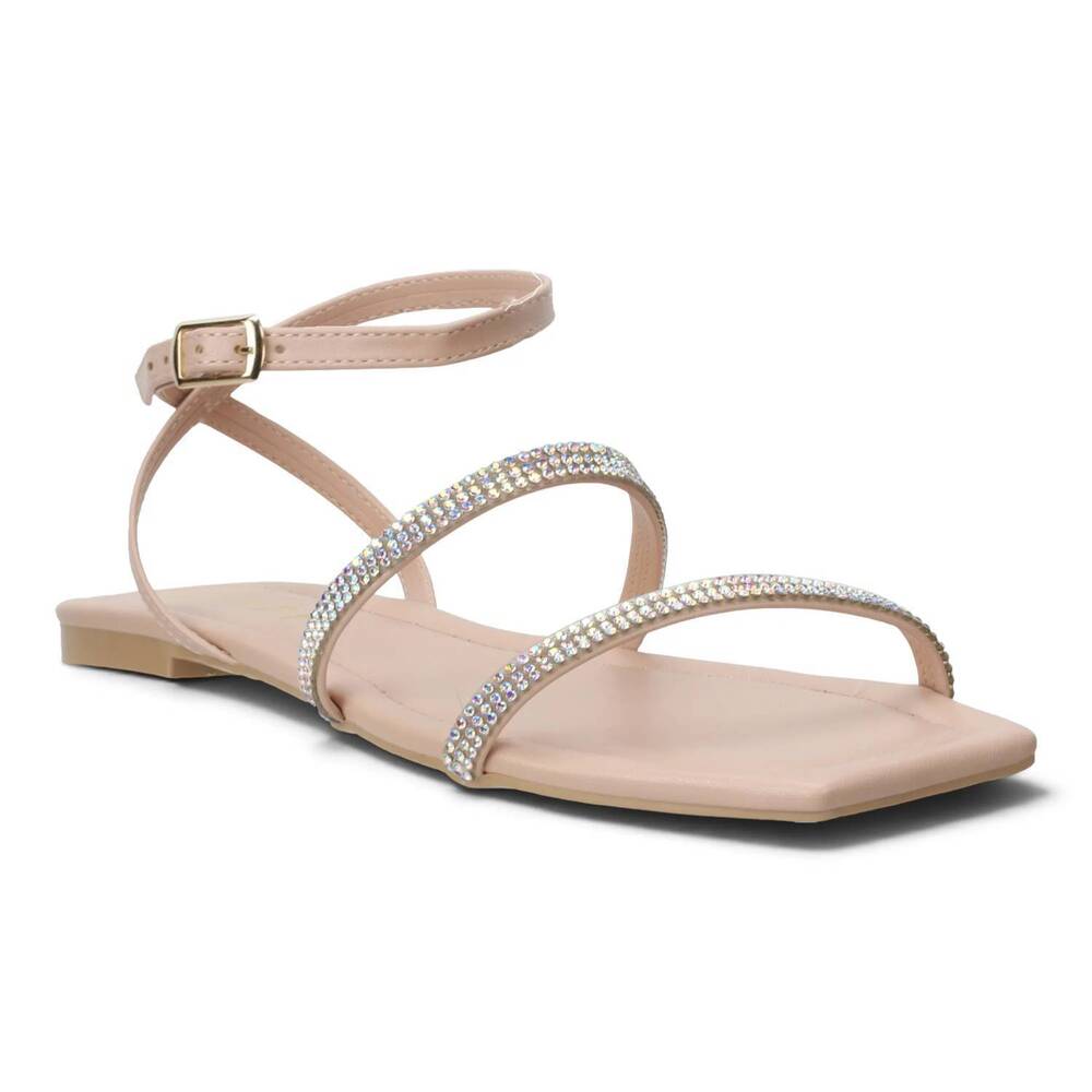 NEW OFFLINE women's embellished flat sandals in nude